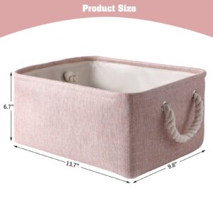 SAMORADREA 8 Pack Decorative Baskets Storage Box Cubes Containers Storage Basket Bins Fabric Baskets W/Handles for Shelves Clothes Office, Bedroom, Parlor, home, Garage (Pink)