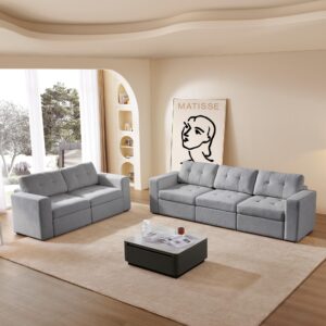 Convertible Modular Sectional Sofa Set Tufted Couch with Chaise and Storage for Living Room, Office, Large Spaces