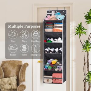 KEETDY Deep Pockets Over the Door Hat Racks for Baseball Caps, Hold 72 Hats Organizer for Closet & Wall Storage Cap Holder Display Collection, Black