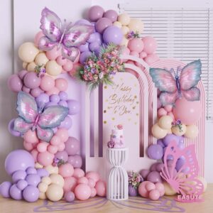 Butterfly Balloons Pink Purple 6 Pcs Fairy Garden Butterfly Themed Party Wedding Baby Shower Girls Birthday Party Decor