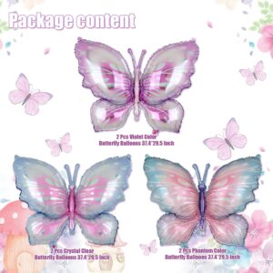 Butterfly Balloons Pink Purple 6 Pcs Fairy Garden Butterfly Themed Party Wedding Baby Shower Girls Birthday Party Decor