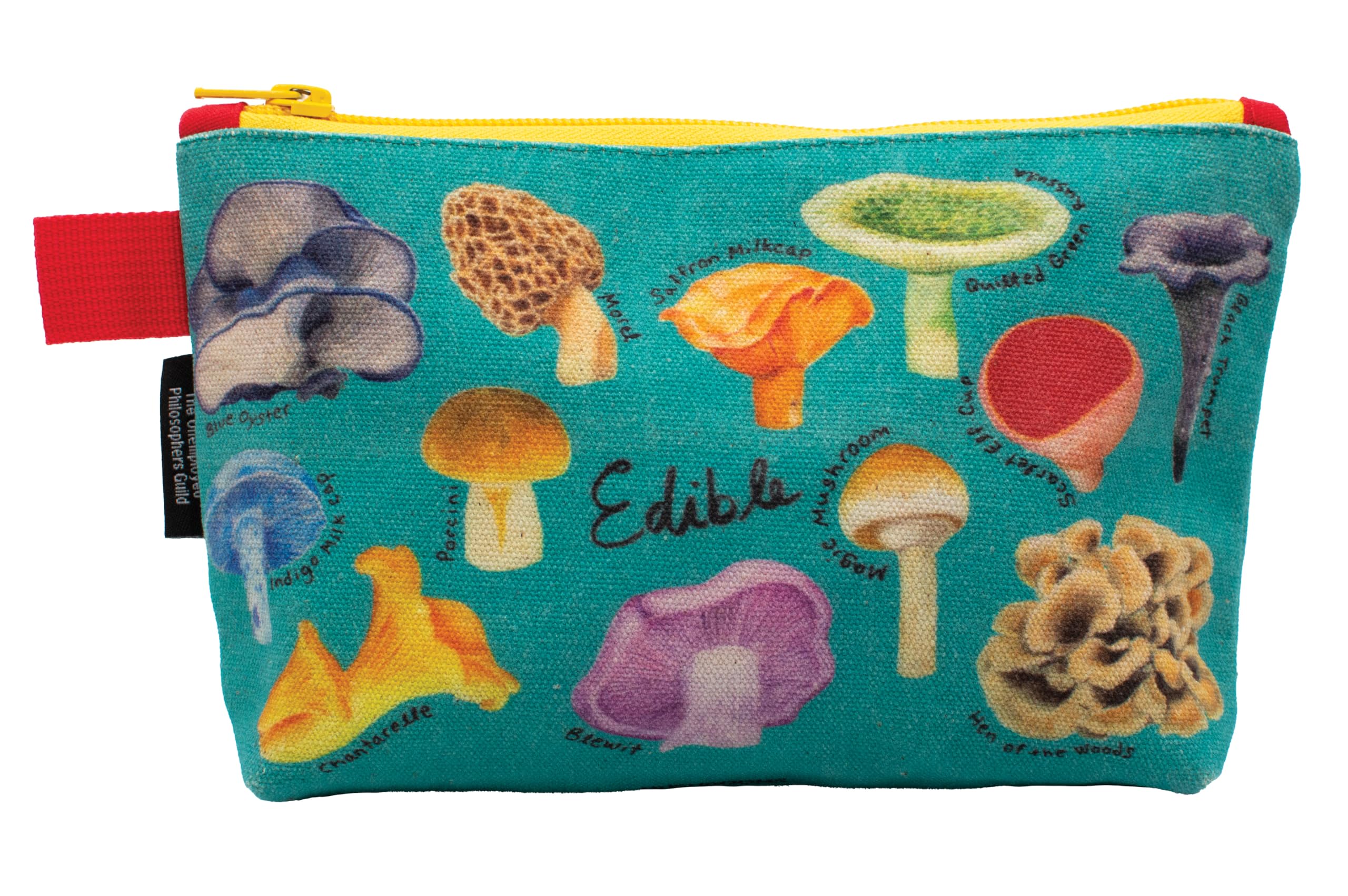 The Unemployed Philosophers Guild Mushroom Bag - 9" Canvas Zipper Toadstool and Nature Themed Pouch for Pencils, Tools, Cosmetics, Toiletries, and More