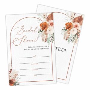 luixd watercolor floral bridal shower invitations, 25 boho invites with envelopes, fill in style invites for bridal shower, mr & mrs newlyweds celebration, party favor & supplies - a03