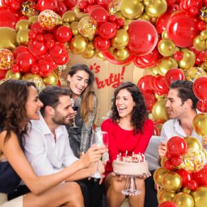 Red and Gold Balloon Arch 126Pcs Red and Gold Balloons Garland Arch Kit With Gold Confetti Balloon for Valentine's Day, Wedding, Engagements, Graduation, Anniversary, Birthday Party Decoration