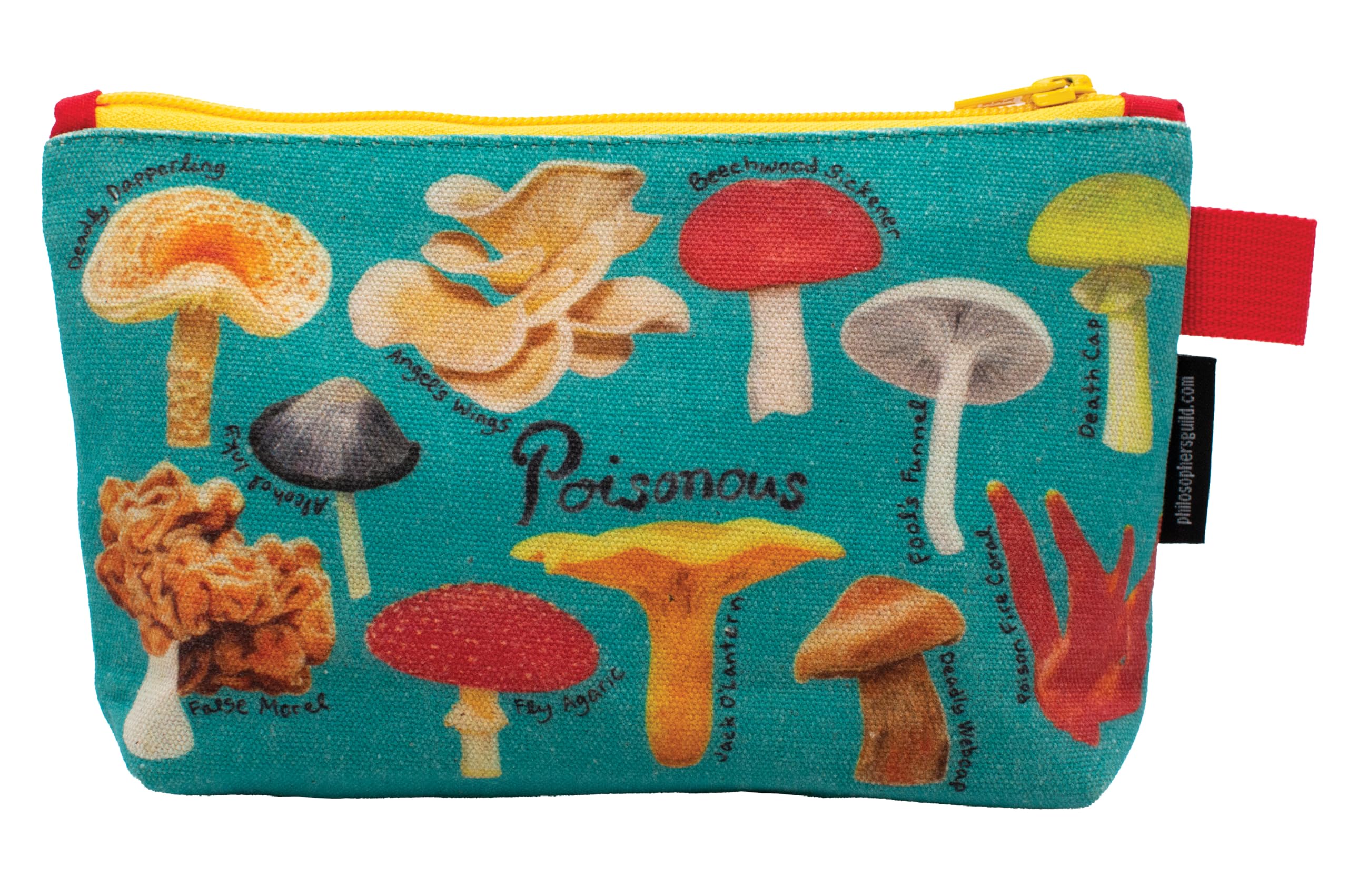 The Unemployed Philosophers Guild Mushroom Bag - 9" Canvas Zipper Toadstool and Nature Themed Pouch for Pencils, Tools, Cosmetics, Toiletries, and More