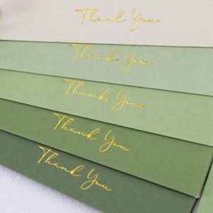 crisky shade of sage green thank you cards (25 pack) with craft envelopes & stickers greeting cards bulk for birthday, baby shower,bridal shower, wedding, graduation