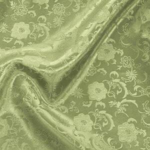 KKJIAF Sage Green Satin Jacquard Fabric 2 Yard, 60 Inch Wide Shiny Cloth Fabric, Sunflower Pattern Silky Brocade Fabric for Tablecloth, Table Runner, Napkins, Dress, Bedding Sheet, DIY Crafts