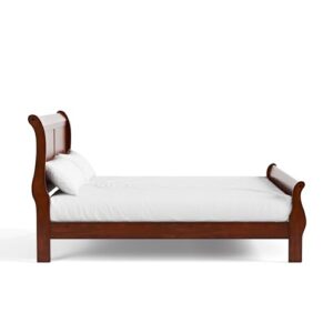 Furniture of America Arabella Traditional Wood Queen Bed Frame with Headboard and Footboard, Elegant Sleigh Design Bedframe for Bedroom, Guest Room, Easy Assembly, Box Spring Required, Cherry