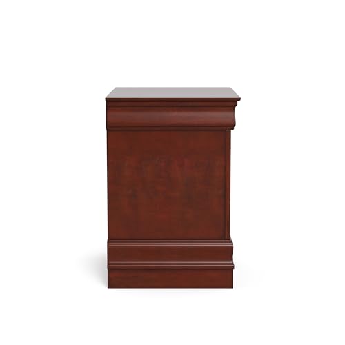 Furniture of America Arabella Traditional Solid Wood Nightstand with Drawers and Antique Nickle Handles, Small Bedside Table, No Assembly Wooden Night Stand for Bedroom, Guest Room, Dorm, Cherry