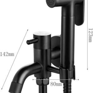 Toilet Bidet Sprayer, Black, Toilet Hand Shower, Handheld Bidet Sprayer for Toilet, Full Copper Flush, Toilet Companion, B Black