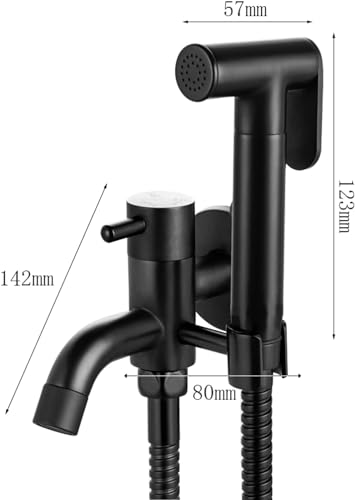 Toilet Bidet Sprayer, Black, Toilet Hand Shower, Handheld Bidet Sprayer for Toilet, Full Copper Flush, Toilet Companion, B Black