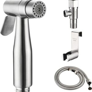 Toilet Shower Kit 2 Functions Supercharge Handheld Bidet Sprayer 304 Stainless Steel Hand Shower Brushed Bidet Toilet Sprayer Suitable for Bathroom