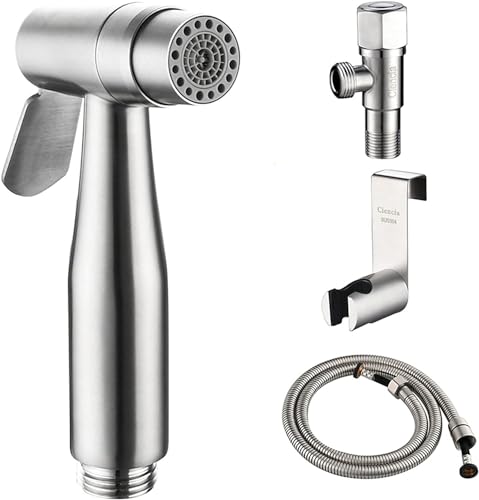 Toilet Shower Kit 2 Functions Supercharge Handheld Bidet Sprayer 304 Stainless Steel Hand Shower Brushed Bidet Toilet Sprayer Suitable for Bathroom