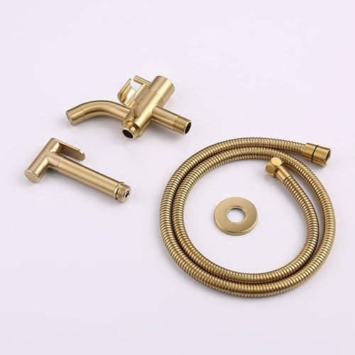 Handheld Bidet Sprayer for Toilet,Bidet Sprayer,Hung Toilet Shower,Independent Hanging Seat Combination for Bidet,Brushed Gold