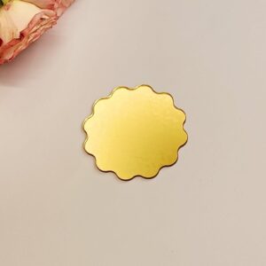 20pcs of Gold Acrylic Wedding Place Card,Mirrored Scallop Place Card,Laser Cut Wavy Circle Acrylic Seating Chart,Acrylic Place Card,Name Place Card (Gold Mirror, 3'')