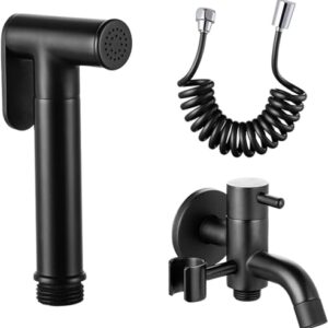 Toilet Bidet Sprayer, Black, Toilet Hand Shower, Handheld Bidet Sprayer for Toilet, Full Copper Flush, Toilet Companion, B Black