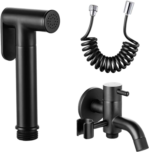 Toilet Bidet Sprayer, Black, Toilet Hand Shower, Handheld Bidet Sprayer for Toilet, Full Copper Flush, Toilet Companion, B Black