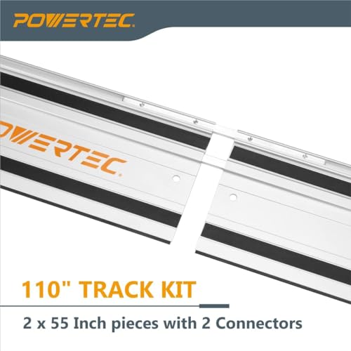 POWERTEC 110" Track Saw Guide Rail Kit for Festool and Makita, Includes 2PK 55" Guide Rails, 2PK Guide Rail Connectors, 2PK Track Saw Clamps (72058)