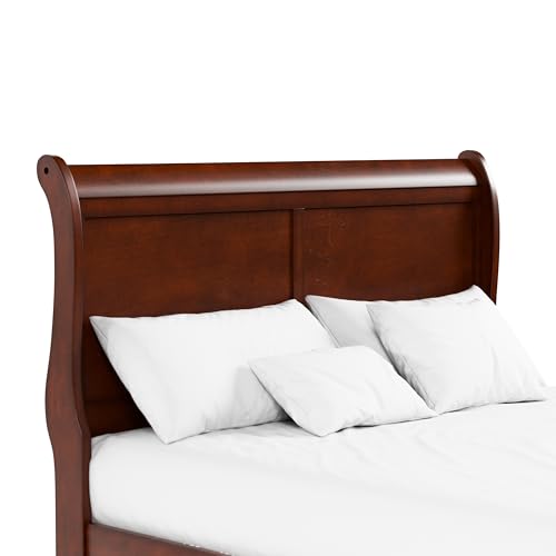 Furniture of America Arabella Traditional Wood Queen Bed Frame with Headboard and Footboard, Elegant Sleigh Design Bedframe for Bedroom, Guest Room, Easy Assembly, Box Spring Required, Cherry