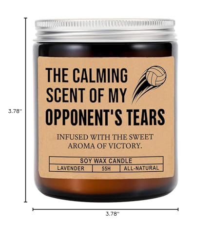 FundingCharlee The Calming Scent of My Opponent's Tears Candle - Funny Volleyball Candle - Candle Gift for Coach- Mom -Dad - Player Senior Volleyball Gift - Lavender Scented Candles - Soy Wax Candle