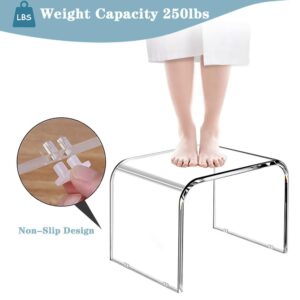 Tmoicer Kids' Step Stool 9'' Acrylic Transparent Step Stool Strong Load 250 Lbs One Step Stool for Bedroom Kitchen Bathroom (with Anti-Slip, 1 pcs)