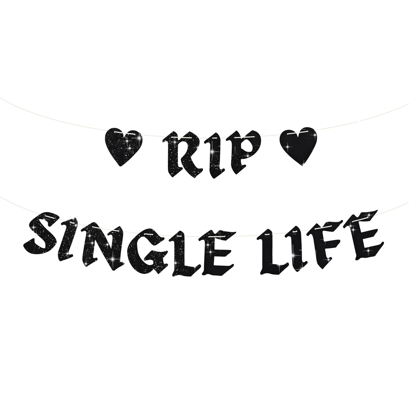 BEISHIDA Black RIP Single Life Banner,NO DIY, Pre-Strung Bachelorette Party Decorations,Till Death Do Us Party Supplies,Bride or Die Party Decor, Gag Gift