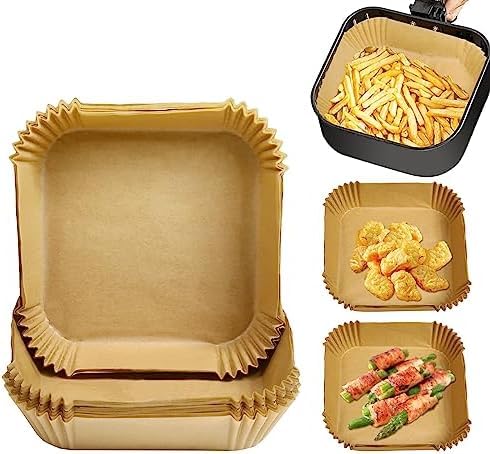 Generic Air Fryer Liners 100 PCS, Premium Parchment Paper for 5-7 Qt Air Fryer Baskets, Oven Safe up to 450°F, Greaseproof & Non-Stick, Easy Cleanup, Multi-Use, unbleached