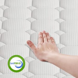 MRH 12 Full Mattress Cooling Gel Memory Foam Hybrid Mattress Medium-Firm Breathable Pressure Relief White Mattress CertiPUR-US Certified Mattress with Individually Pocket Springs for Kids and Adults