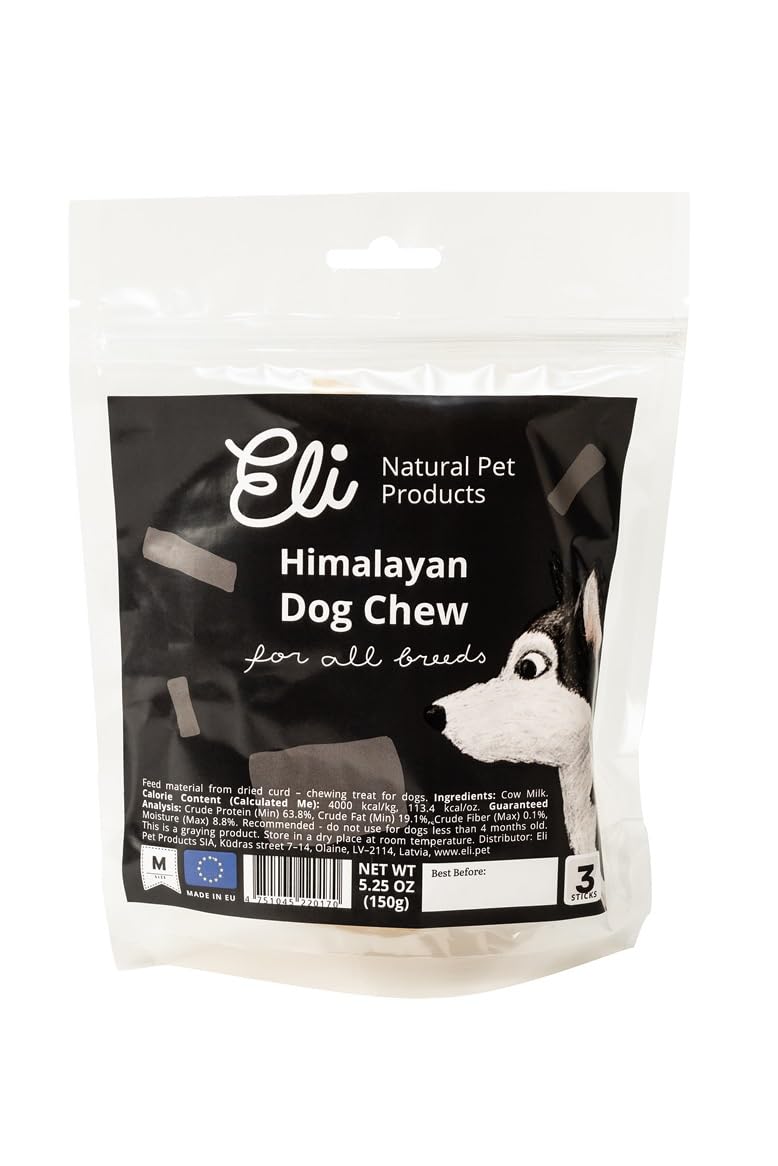 Himalayan Dog Chew Size M, 3 Pieces, 100% Natural, Long Lasting, Gluten Free, Healthy & Safe Dog Treats, Lactose & Grain Free, Protein Rich, Dogs from 11 to 22 Lbs, Dental Treat