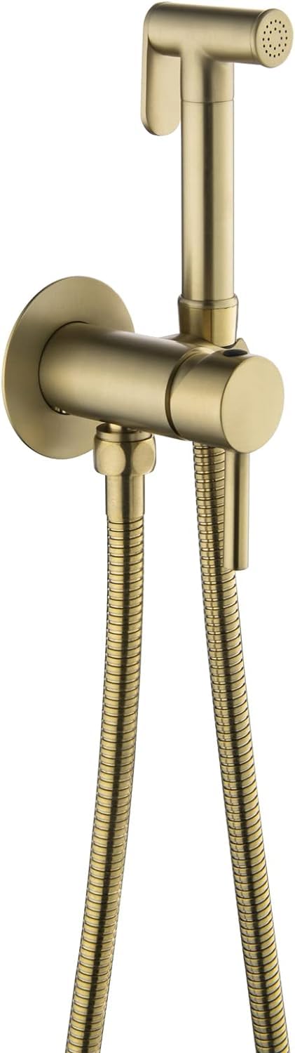 Toilet Shower Kit, Wall Mount Portable Bidet Toilet Faucets Kit Wall Mounted Brass Handheld Bidet Sprayer for Women