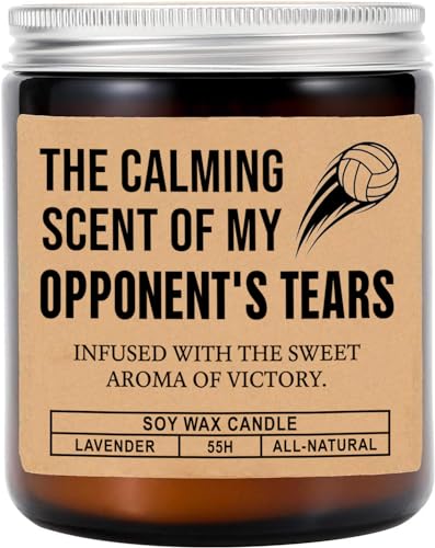 FundingCharlee The Calming Scent of My Opponent's Tears Candle - Funny Volleyball Candle - Candle Gift for Coach- Mom -Dad - Player Senior Volleyball Gift - Lavender Scented Candles - Soy Wax Candle