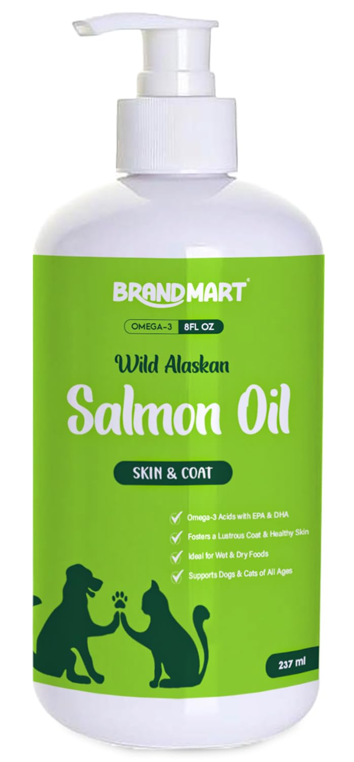 Wild Alaskan Salmon Oil for Dogs & Cats Omega 3 Skin & Coat Support, Liquid Food Supplement for Pets, EPA + DHA Fatty Acids for Joint Function, Immune & Heart Health, Fish Oil Supplements for Dogs