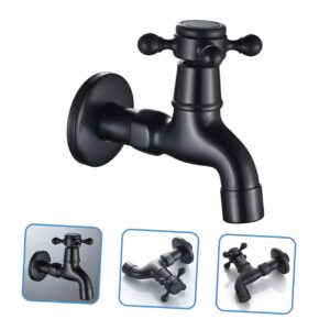 jojofuny 4pcs Bath Tub Accessories Water Faucet Outdoor Black Handle Tap Antique Bathroom Faucet Single Cold Water Tap Sink Faucet Black Kitchen Faucet Laundry Tub Copper Laundry Faucet