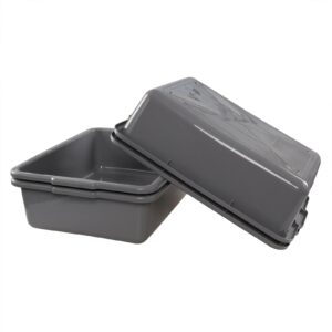 Douhenhao 4 Pack Commercial Dish Tubs Plastic, 22 L Restaurant Bus Trays, Grey Utility Bus Box