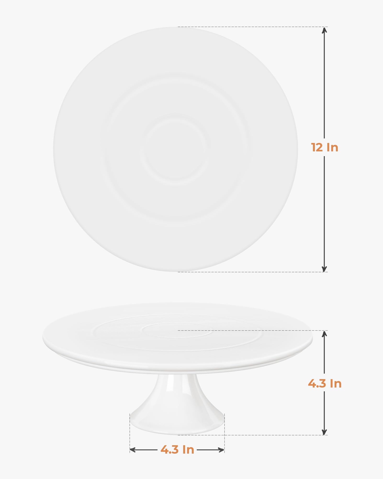 Kootek White Cake Stand, 12 x 12 Inches Porcelain Cake Plate Cake Pedestal Stand Display Dessert Stand for Party, Wedding, Birthday, Baby Shower