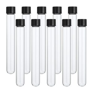 patikil 30ml test tubes, 12pcs 5.91x0.79in glass clear round bottom test tube containers with plastic cap for bead party candy bath salt storage scientific experiment plant propagation