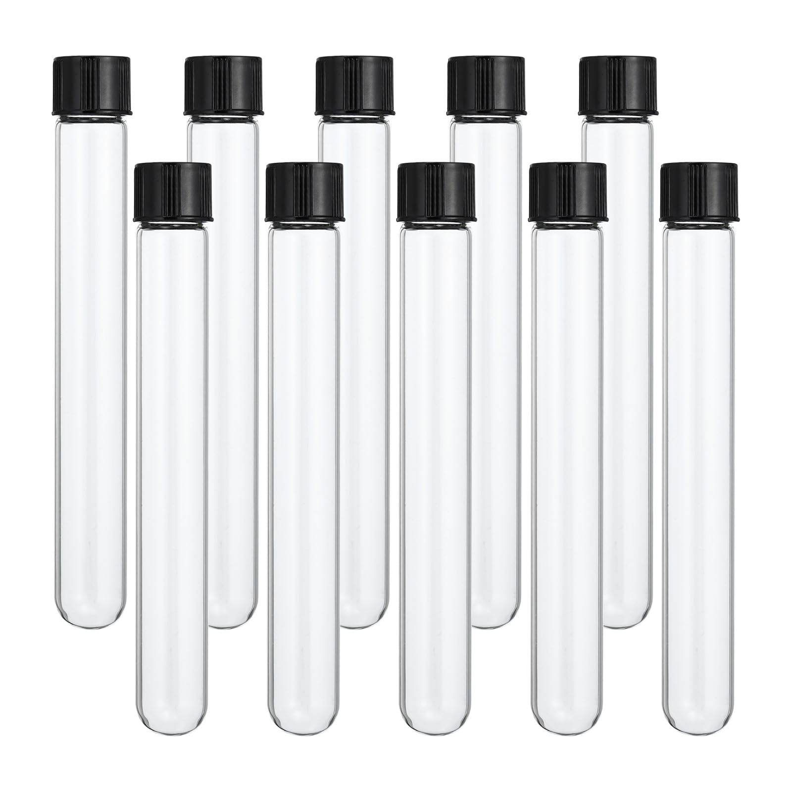 PATIKIL 30ml Test Tubes, 12pcs 5.91x0.79in Glass Clear Round Bottom Test Tube Containers with Plastic Cap for Bead Party Candy Bath Salt Storage Scientific Experiment Plant Propagation