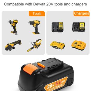 TeenPower Upgraded 20V 6.0Ah Battery Replacement for Dewalt 20v Battery 2Pack with DCB112 Charger Combo