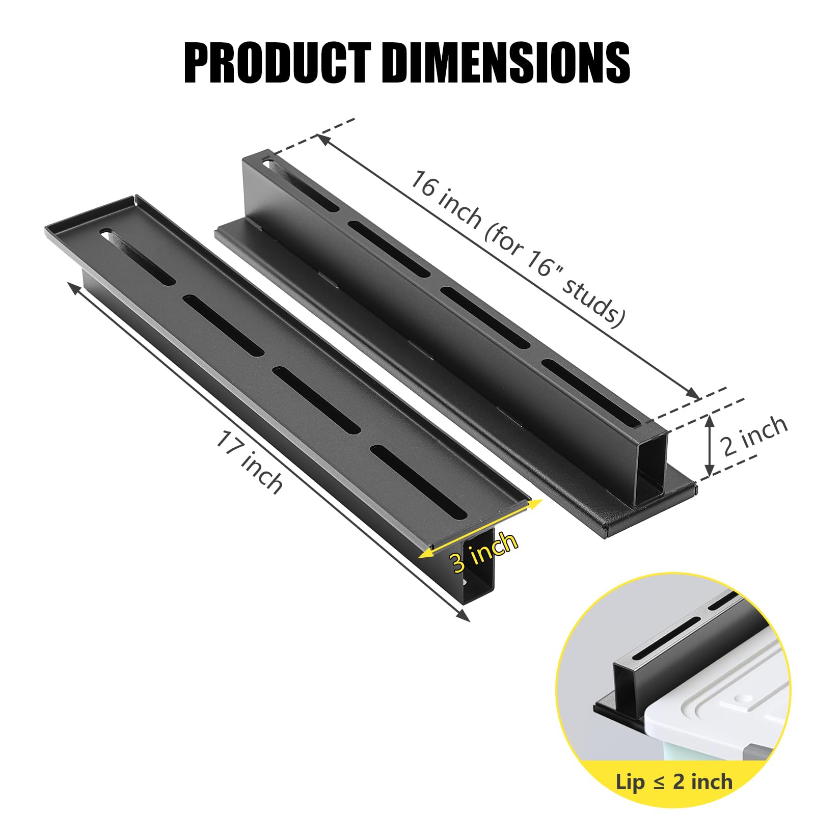 TOPTGO Overhead Garage Storage Rack,Garage Ceiling Storage Racks for Utility Bins,Overhead Tote Storage Rail System,Heavy Duty Ceiling Rack Storage Rails System Supports Most Bins(3 Pack for 2 Bins)