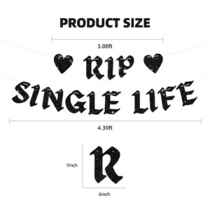 BEISHIDA Black RIP Single Life Banner,NO DIY, Pre-Strung Bachelorette Party Decorations,Till Death Do Us Party Supplies,Bride or Die Party Decor, Gag Gift