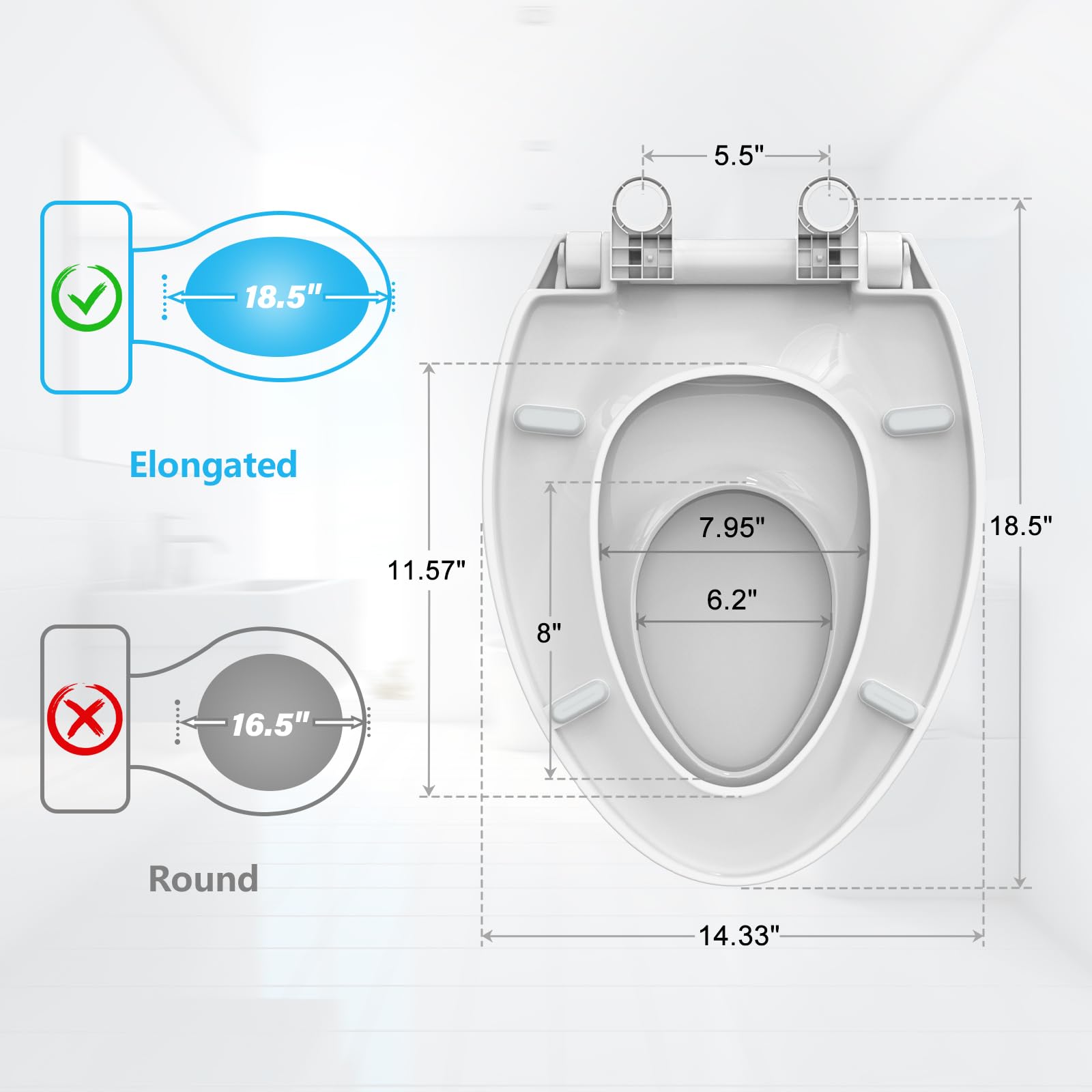 MUNNAR CR107 Toilet Seat with Toddler Seat Built in, Potty Training Toilet Seat, with Slow Close and Magnet, Easy Cleaning, for Toddlers, Children and Adults, Elongated, White, 18.5"