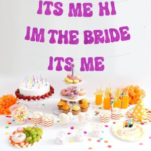 BEISHIDA Purple Its Me Hi I'm The Bride Its Me Banner,NO DIY, Pre-Strung Bachelorette Party Decorations,for Bachelorette Party, Bridal Showers parties supplies