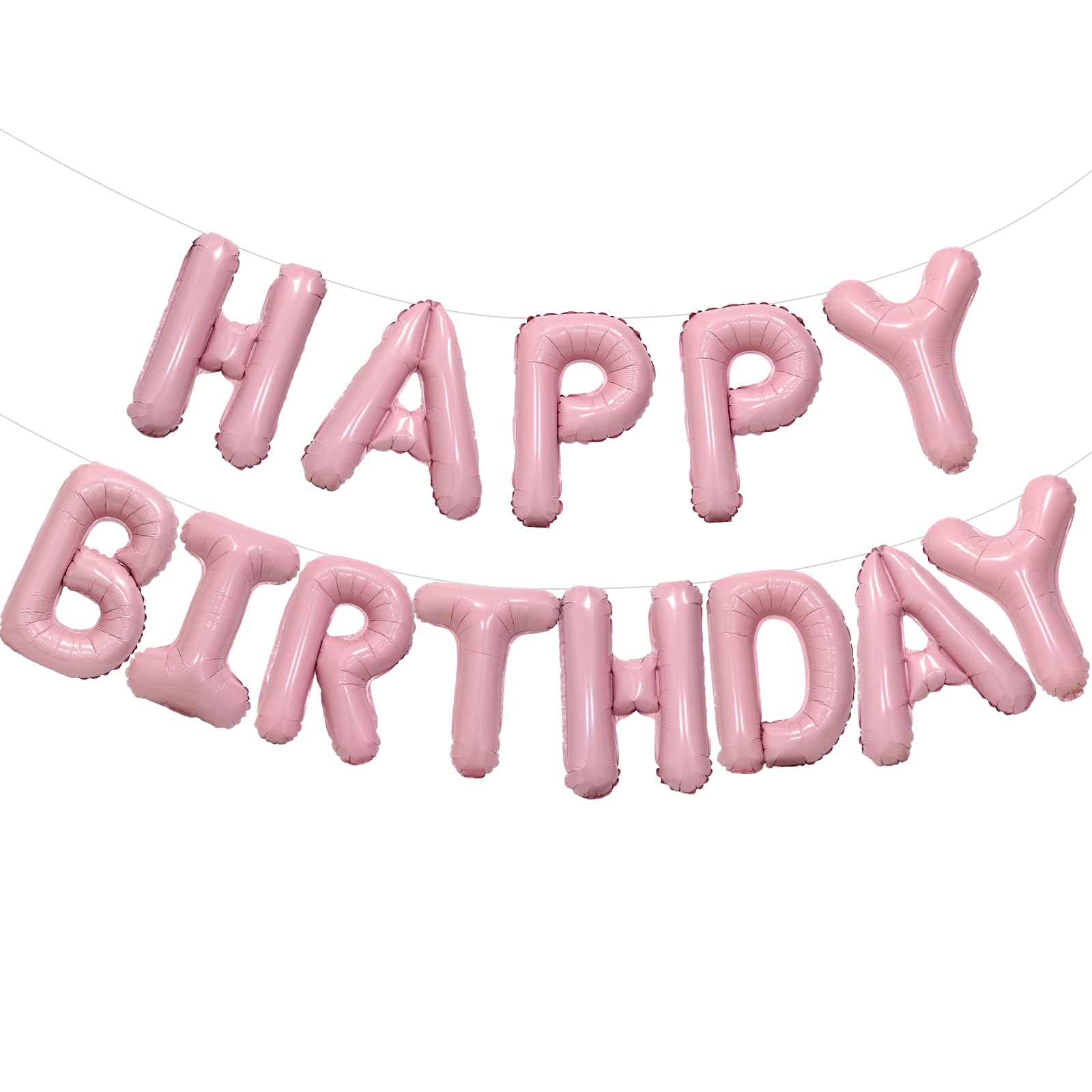 Pink Happy Birthday Balloon Banner, 16 Inch Foil Mylar Happy Birthday Balloons Letters, Reusable Happy Birthday Sign, Pink Birthday Decorations for Women and Girls