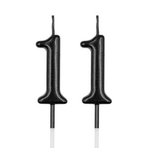 11th & 1st birthday candles, black number 11 1 candle for cake, happy birthday cake topper decoration for birthday anniversary celebration party supplies