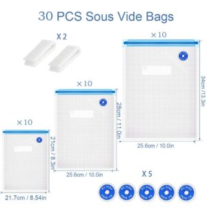 Reusable Sous Vide Bags 37 Pcs, BPA Free Resealable Vacuum Seal Bags, Vacuum Food Storage Bags, 3 Size 30Pcs Reusable Vacuum Seal Bags For Food, High Temperature Cooking, Food Refrigeration.