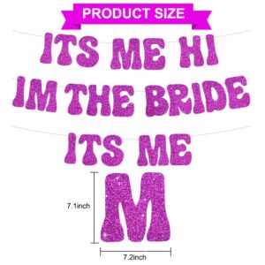 BEISHIDA Purple Its Me Hi I'm The Bride Its Me Banner,NO DIY, Pre-Strung Bachelorette Party Decorations,for Bachelorette Party, Bridal Showers parties supplies