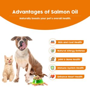 Wild Alaskan Salmon Oil for Dogs & Cats Omega 3 Skin & Coat Support, Liquid Food Supplement for Pets, EPA + DHA Fatty Acids for Joint Function, Immune & Heart Health, Fish Oil Supplements for Dogs