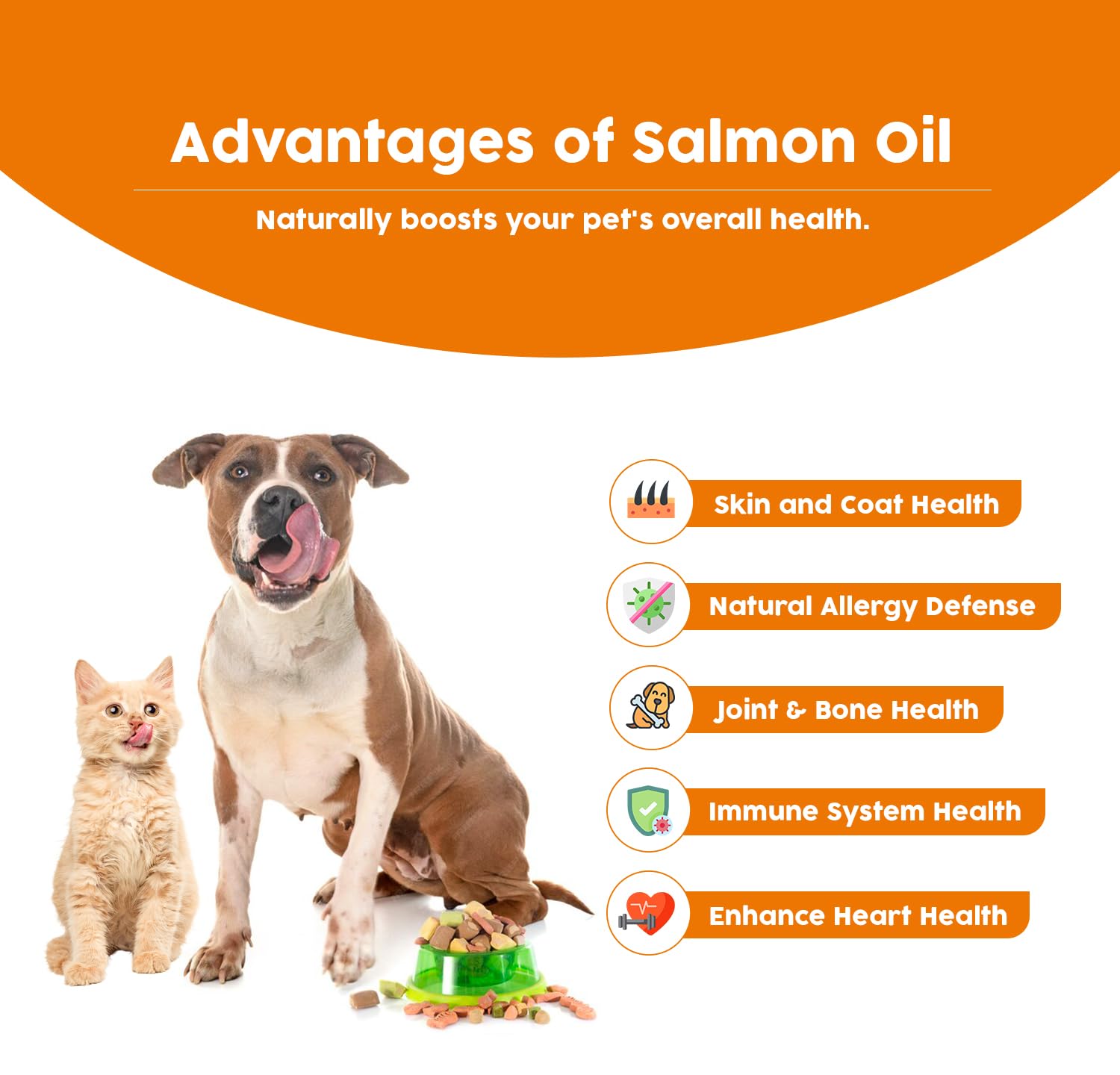 Wild Alaskan Salmon Oil for Dogs & Cats Omega 3 Skin & Coat Support, Liquid Food Supplement for Pets, EPA + DHA Fatty Acids for Joint Function, Immune & Heart Health, Fish Oil Supplements for Dogs