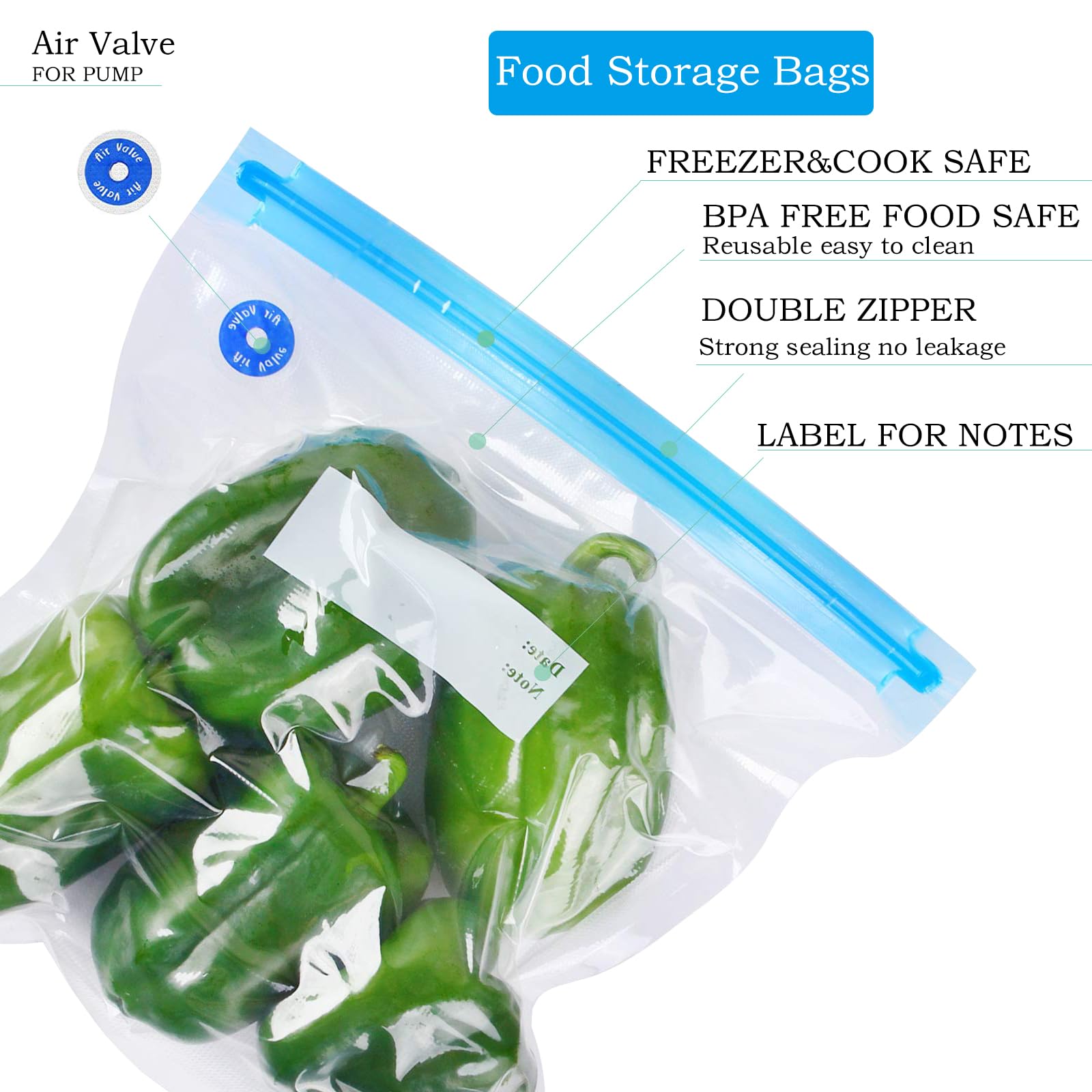 Reusable Sous Vide Bags 37 Pcs, BPA Free Resealable Vacuum Seal Bags, Vacuum Food Storage Bags, 3 Size 30Pcs Reusable Vacuum Seal Bags For Food, High Temperature Cooking, Food Refrigeration.