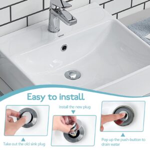 MEIUOAE Bathroom Sink Stopper，pop up Sink Drain Stopper，Bounce Washbasin Sink Stopper， for 1.1~1.5 in Drain Holes, Wash Basin Drain Filter ，Bathroom Sink Drain Stopper (Silver)